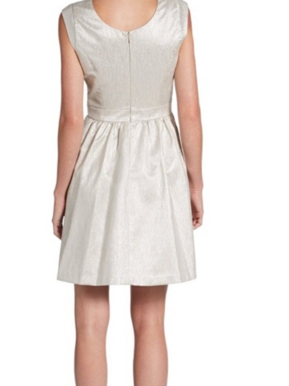 Cynthia Steffe Size 2 Silver Metallic Fit & Flare Cocktail Dress - Picture 3 of 15